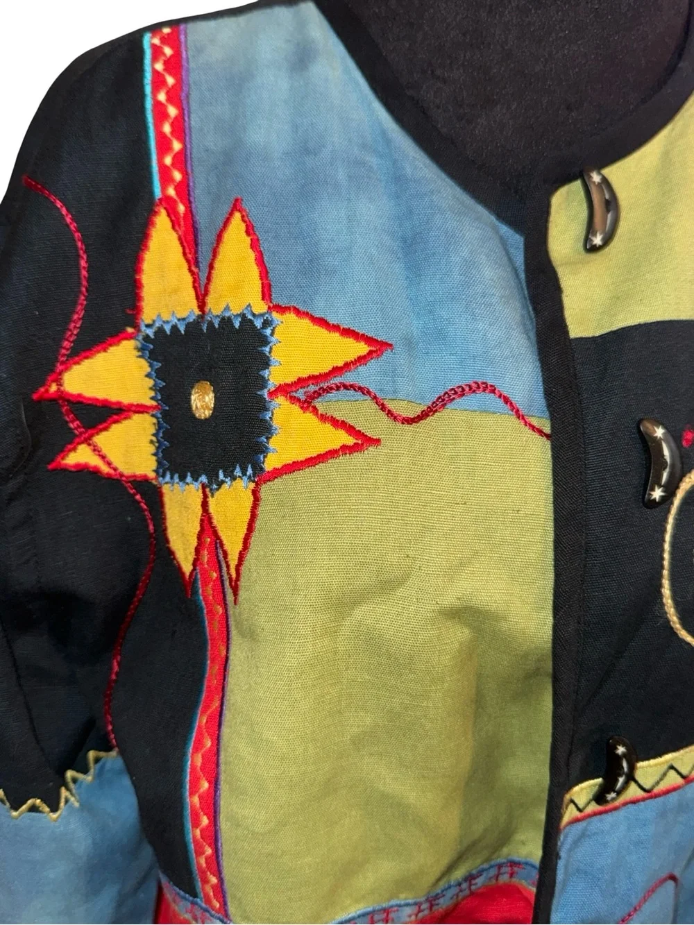 Vintage 90s Art-to-wear Patchwork embroidered Jacket/Women's Sz XL